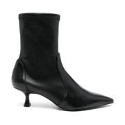 Stuart Weitzman Svarta Läder Kitten Heel Stövlar Black, Dam