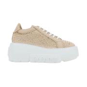 Casadei Texturerad gummisula veganska sneakers Beige, Dam