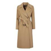 Max Mara Weekend Beige Ull Dubbelknäppt Kappa Beige, Dam