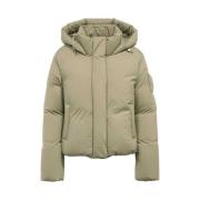 Moose Knuckles Kort Nylon Dunjacka med Huva Green, Dam