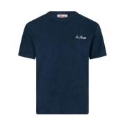 MC2 Saint Barth Blå Bomull T-shirt med Logobroderi Blue, Herr