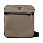 Emporio Armani Beige Nylon Messenger Väska med Läderdetaljer Beige, He...