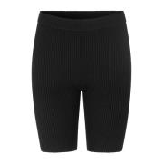 Samsøe Samsøe Svarta Ribbade Stickade Biker Shorts Black, Dam