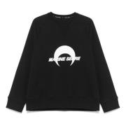 Marine Serre Måne Logo Fleece Raglan Sweatshirt Black, Herr