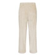 Momoni Cropped Velvet Corduroy Byxor Beige, Dam