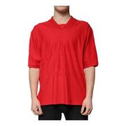 Dolce & Gabbana Röd V-ringad Bomull T-shirt Red, Herr