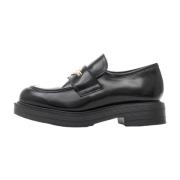 Love Moschino Svarta Läderloafers för Kvinnor Black, Dam