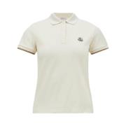 Moncler Logo Patch Piquet Polo White, Dam