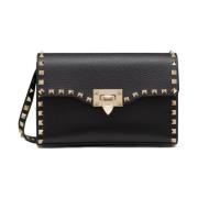 Valentino Garavani Svarta Läder Rockstud Väskor Black, Dam