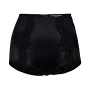 Dolce & Gabbana Svart Satin Spets Högmidjebriefs Black, Dam