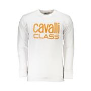 Cavalli Class Borstad Sweatshirt med Tryckt Logotyp White, Herr