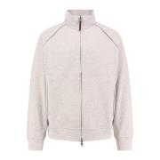 Brunello Cucinelli Bomullsweatshirt med läderdetaljer Gray, Herr