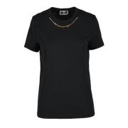 Elisabetta Franchi Bomull T-shirt med unik stil Black, Dam