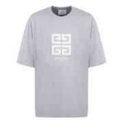 Givenchy Ribbstickad bomulls T-shirt med rund hals Gray, Herr