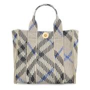 Burberry Jacquard Stickad Mini Tote Väska Beige, Dam