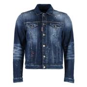 Dsquared2 Riven denimjacka med färgstänk Blue, Herr