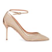 Aquazzura Spetsig Tå Mesh Pumps med Fotledsrem Yellow, Dam