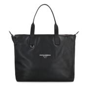 Dolce & Gabbana Slät lädertoteväska Black, Herr