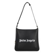 Palm Angels Stor läder axelväska med dragkedja Black, Dam