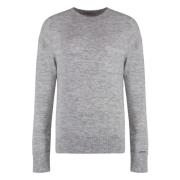 Calvin Klein Alpacka Ull Blandad Ribbstickad Tröja Gray, Dam