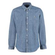 Polo Ralph Lauren Broderad Denim Skjorta 100% Bomull Blue, Herr