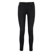 Frame Högmidjade skinny jeans med metallknappar Black, Dam