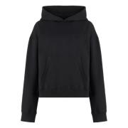 JW Anderson Ribbad Bomullshoodie Black, Dam