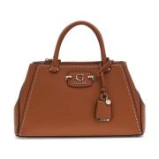 Guess Anadela 3 Fack Satchel Väska Karamell Brown, Dam