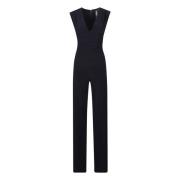 Norma Kamali V-ringad Midje Jumpsuit Black, Dam