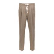 Brunello Cucinelli Elastiska Dragsko Byxor Taupe Brun Brown, Herr