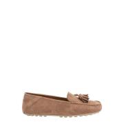 Loro Piana Suede Loafer Flats Beige, Dam