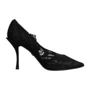 Dolce & Gabbana Svart Kristall Mary Jane Stiletto Pumps Black, Dam