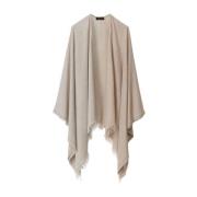 Fabiana Filippi Sand Fringed Cape Jacket Beige, Dam