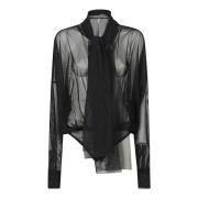 Norma Kamali Oversized Bodysuit Skjorta Black, Dam