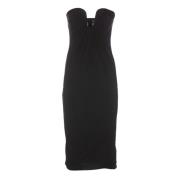 PINKO Elegant Jersey Midi Klänning med Draperi Black, Dam