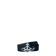 Vivienne Westwood Logotyp Broderad Webbing Bälte Black, Herr