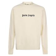 Palm Angels Stilren Stickad Tröja för Män Beige, Herr