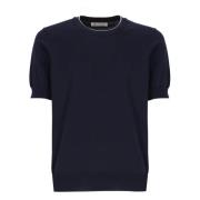 Brunello Cucinelli Blå Bomull Crew Neck Sweater Blue, Herr