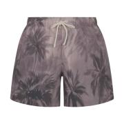 Palm Angels Beige Havskläder Sunset Palms Badshorts Multicolor, Herr