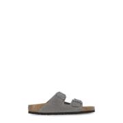 Birkenstock Lädersandaler med framspänne Gray, Herr