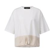 Fabiana Filippi Satin Hem Oversized Bomull T-shirt White, Dam