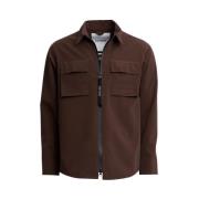 Stutterheim Vattentät Dragkedja Overshirt Brown, Herr