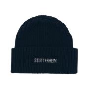 Stutterheim Broderad Logo Beanie Mössa Blue, Herr