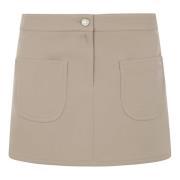 Courrèges Sand Mini-Kjol Twill 2-Fickor Beige, Dam