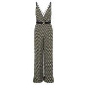 Elisabetta Franchi Svart jumpsuit med currydetaljer Multicolor, Dam