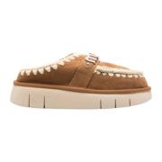 Mou Kamel Shearling Slip-On Platta Skor Brown, Dam