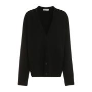 Jil Sander Ull Cardigan med V-Ringning Black, Dam