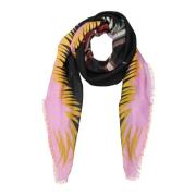 Givenchy Cashmere Silk Square Scarf med Franskant Multicolor, Dam