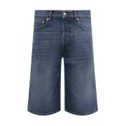 Alexander McQueen Denim Shorts med Baklogo Patch Blue, Herr