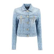 Versace Denimjacka med logodetalj Blue, Dam